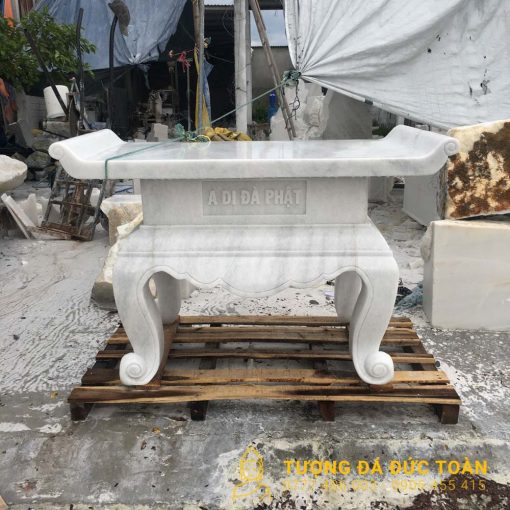 Mẫu Đồ Thờ Cúng Đá - Bàn Thờ Đá Cẩm Thạch Trắng Nguyên Khối - Tượng Đá Đức Toàn