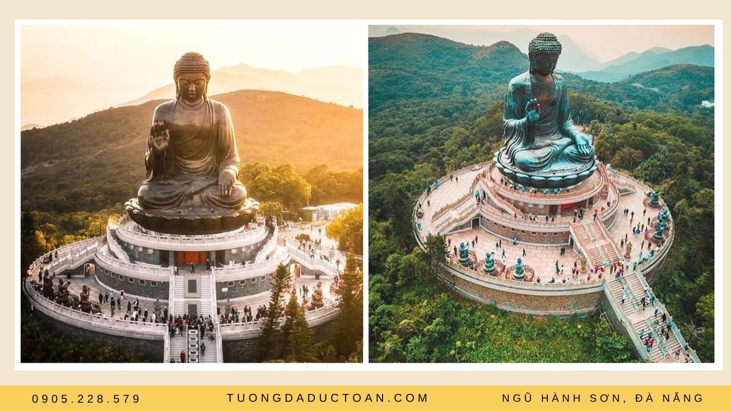 Ngự trên đỉnh đồi của cao nguyên Ngong Ping, đảo Lantau, tượng Phật Tian Tan sừng sững như một ngọn núi nhỏ đứng giữa bạt ngàn rừng núi