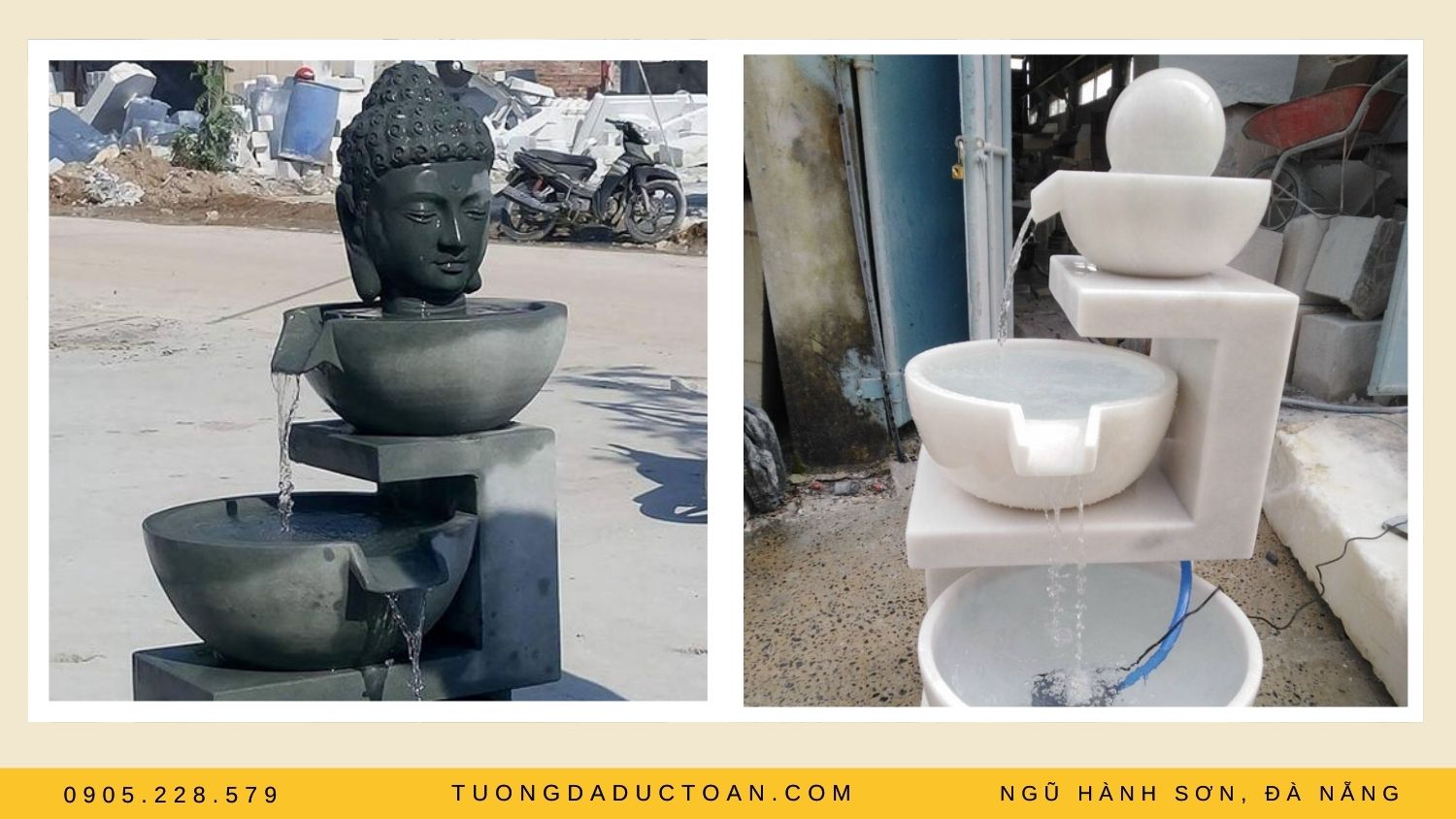 Đài phun nước mini bằng đá được tạc hình Phật
