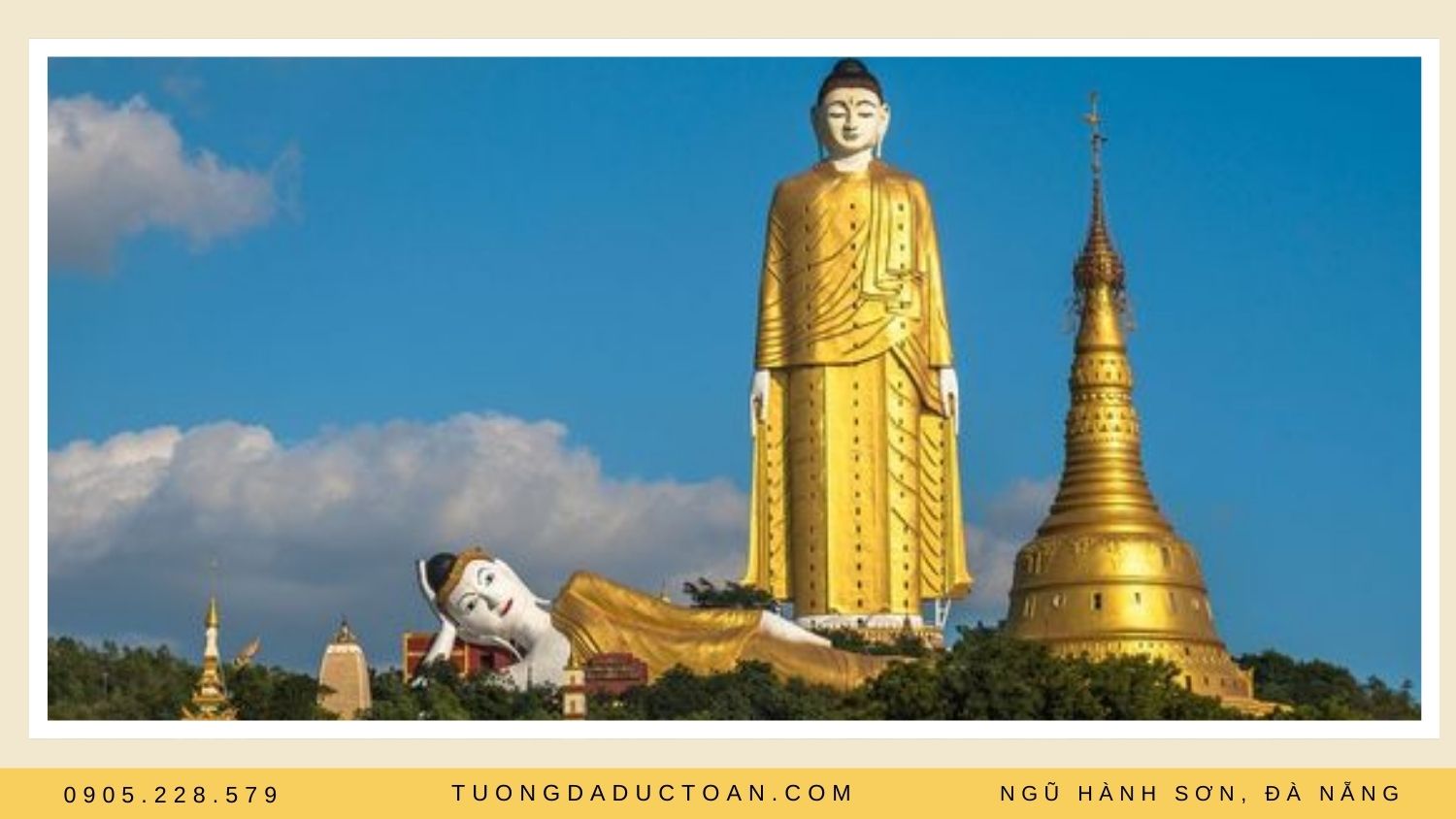 Bộ đôi tượng Phật gồm một tượng Phật đứng cao 116m và một tượng Phật nằm dài 90m