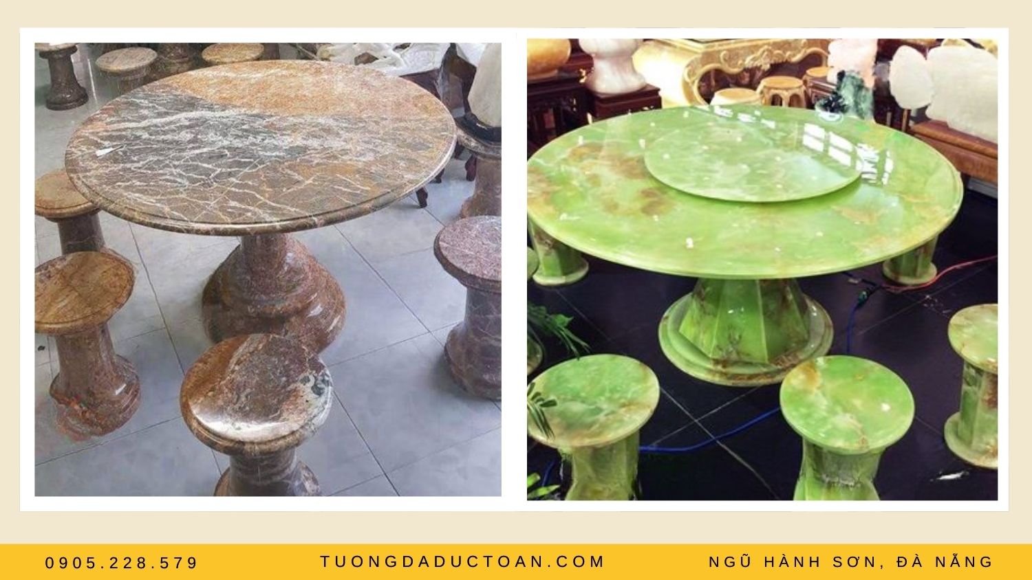 Bàn ghế đá hoa cương có màu sắc độc đáo tuyệt đẹp