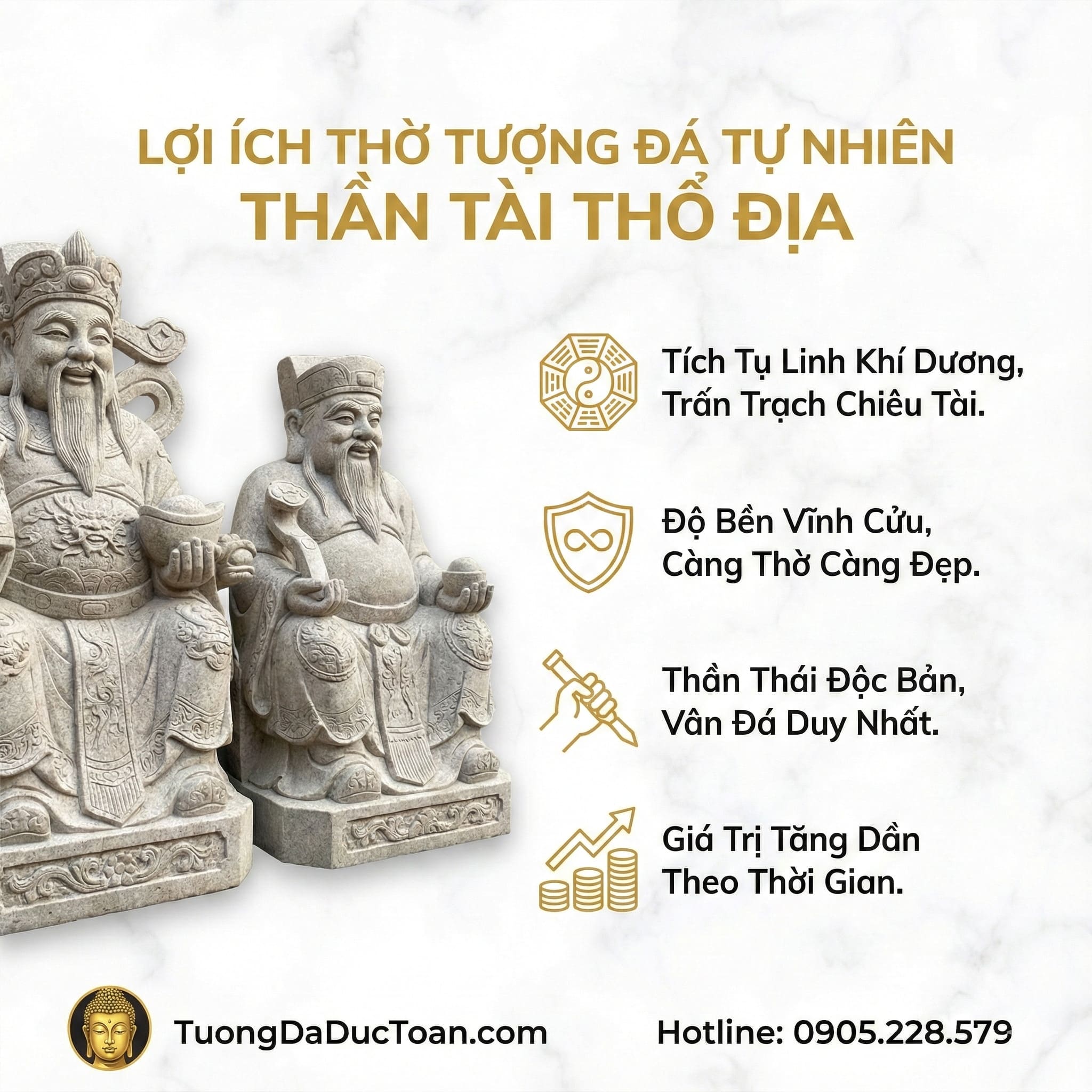 Tượng Thần Tài Thổ Địa Bằng Đá Lợi ích của tượng thần tài thổ địa