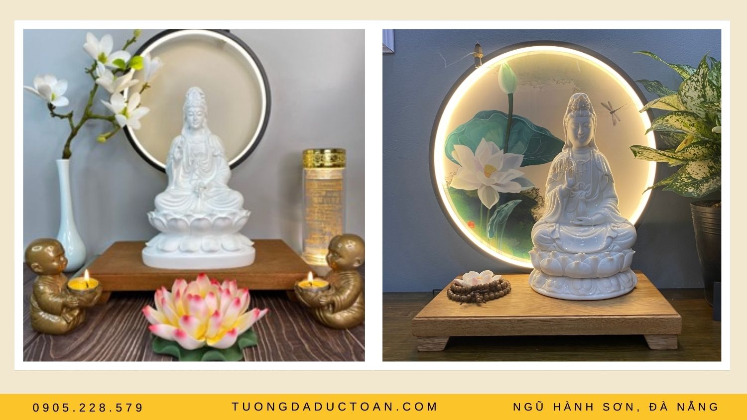 Tượng Phật Bà Quan Âm ngồi đẹp chất lượng