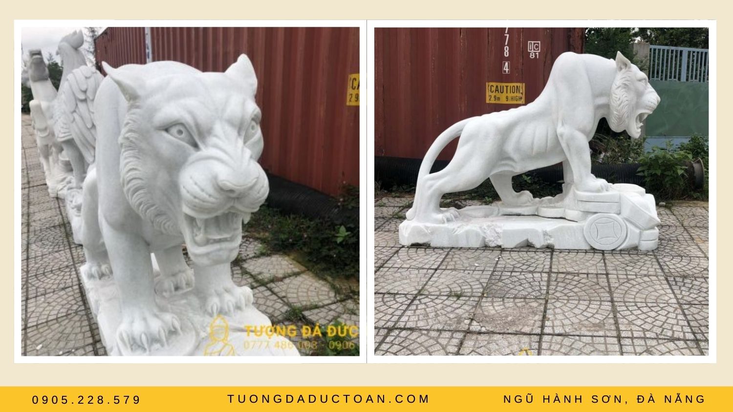 Tượng con hổ bằng đá trắng cẩm thạch