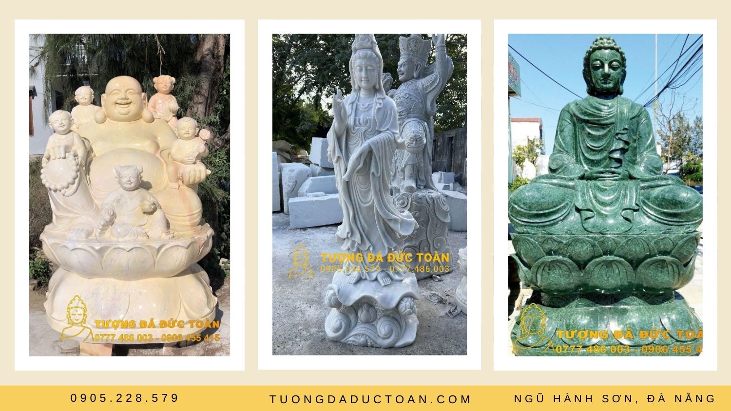 Tượng Di Lặc, tượng Quan âm, tượng Phật Thích Ca Mâu Ni