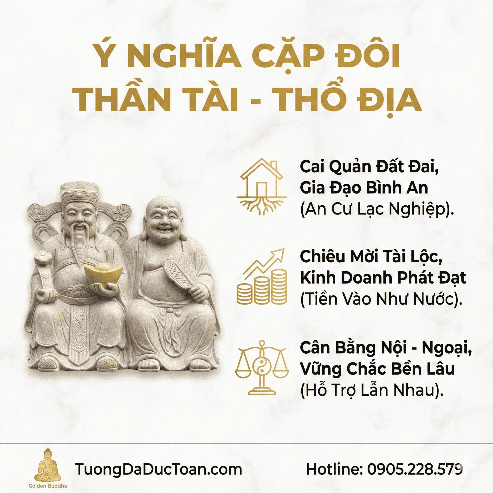Tượng Thần Tài Thổ Địa Bằng Đá ý nghĩa của thần tài thổ địa