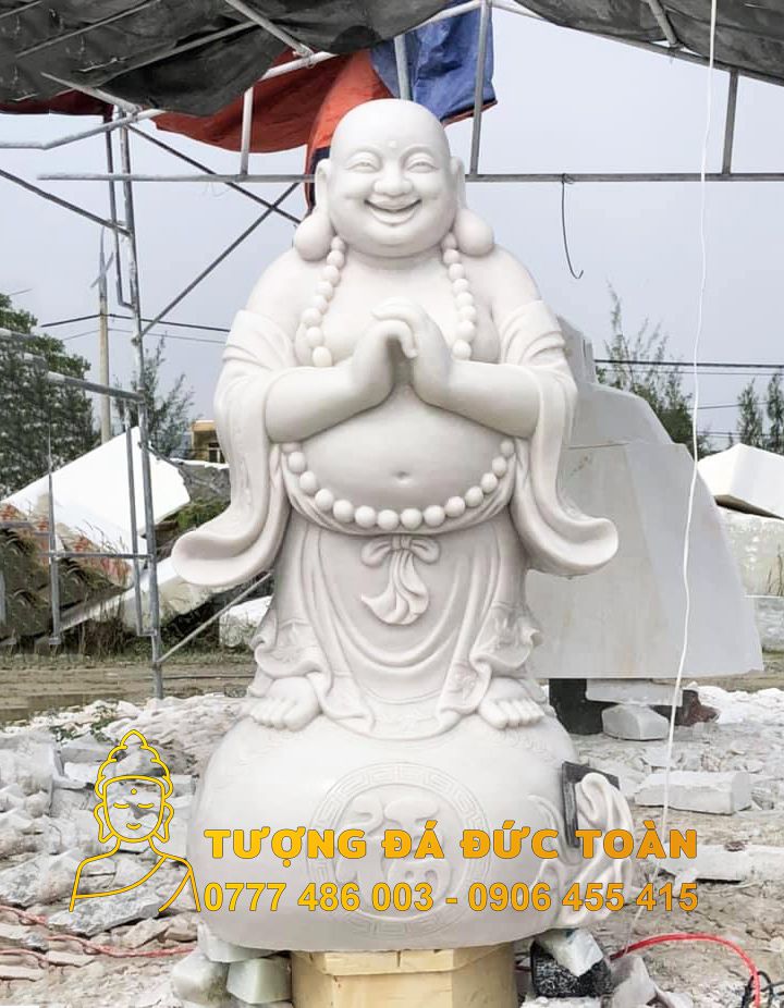 Tượng Phật Di Lặc Chúc Phúc Đứng đá cẩm thạch trắng