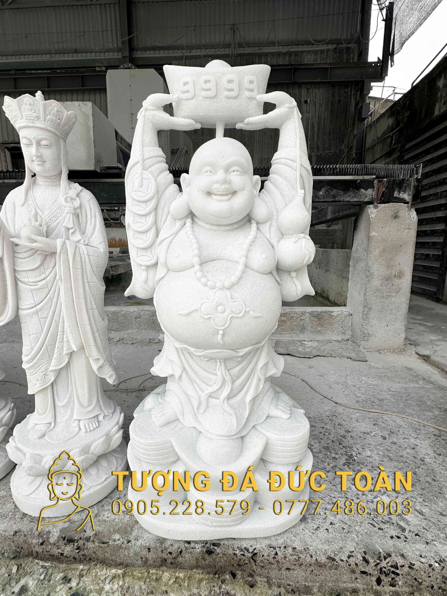 TƯỢNG PHẬT DI LẶC ĐÁ CẨM THẠCH TRẮNG ĐỨNG DL_23