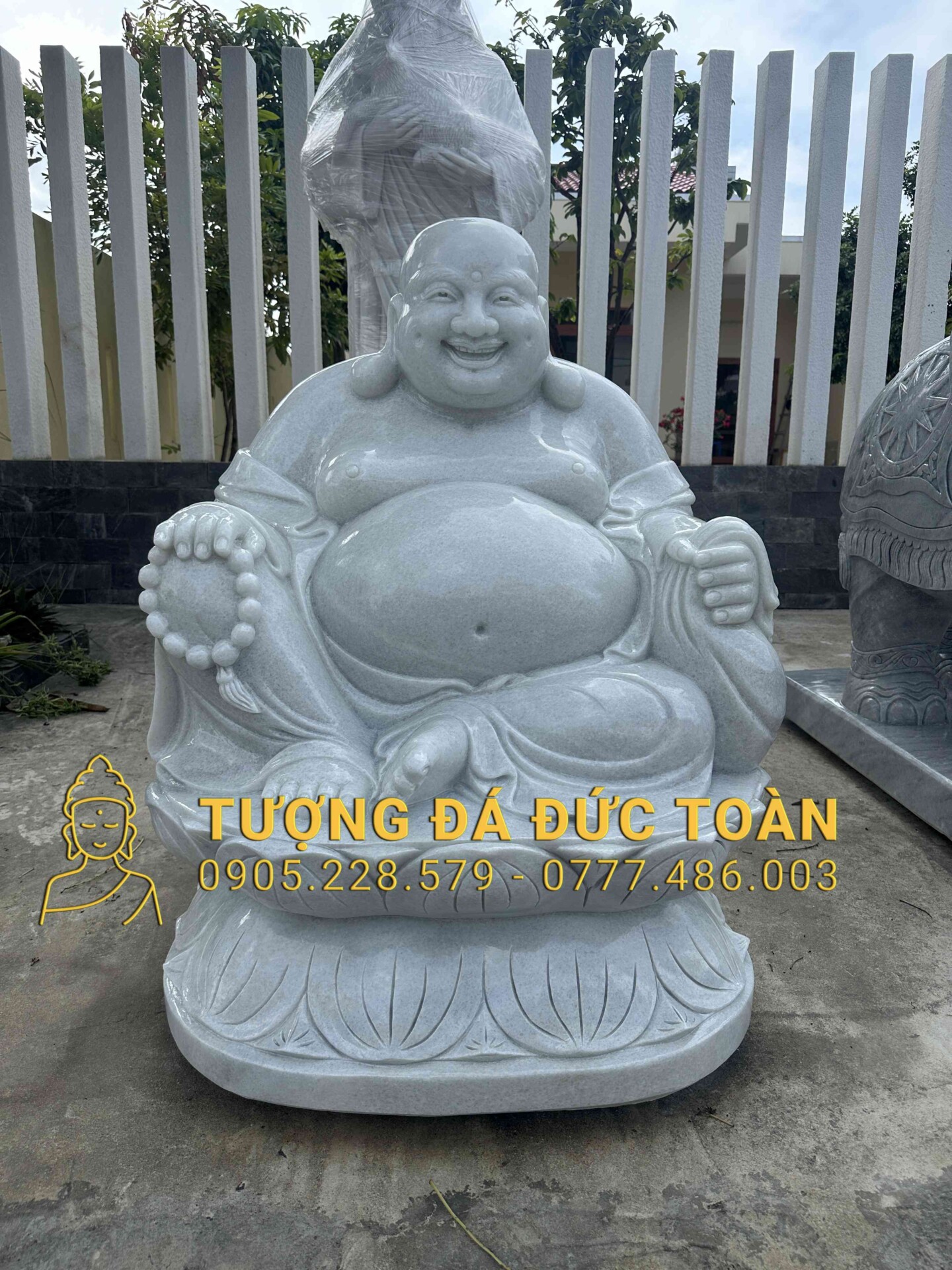 TƯỢNG PHẬT DI LẶC NGỒI CAO 1M ĐÁ TRẮNG DL_26