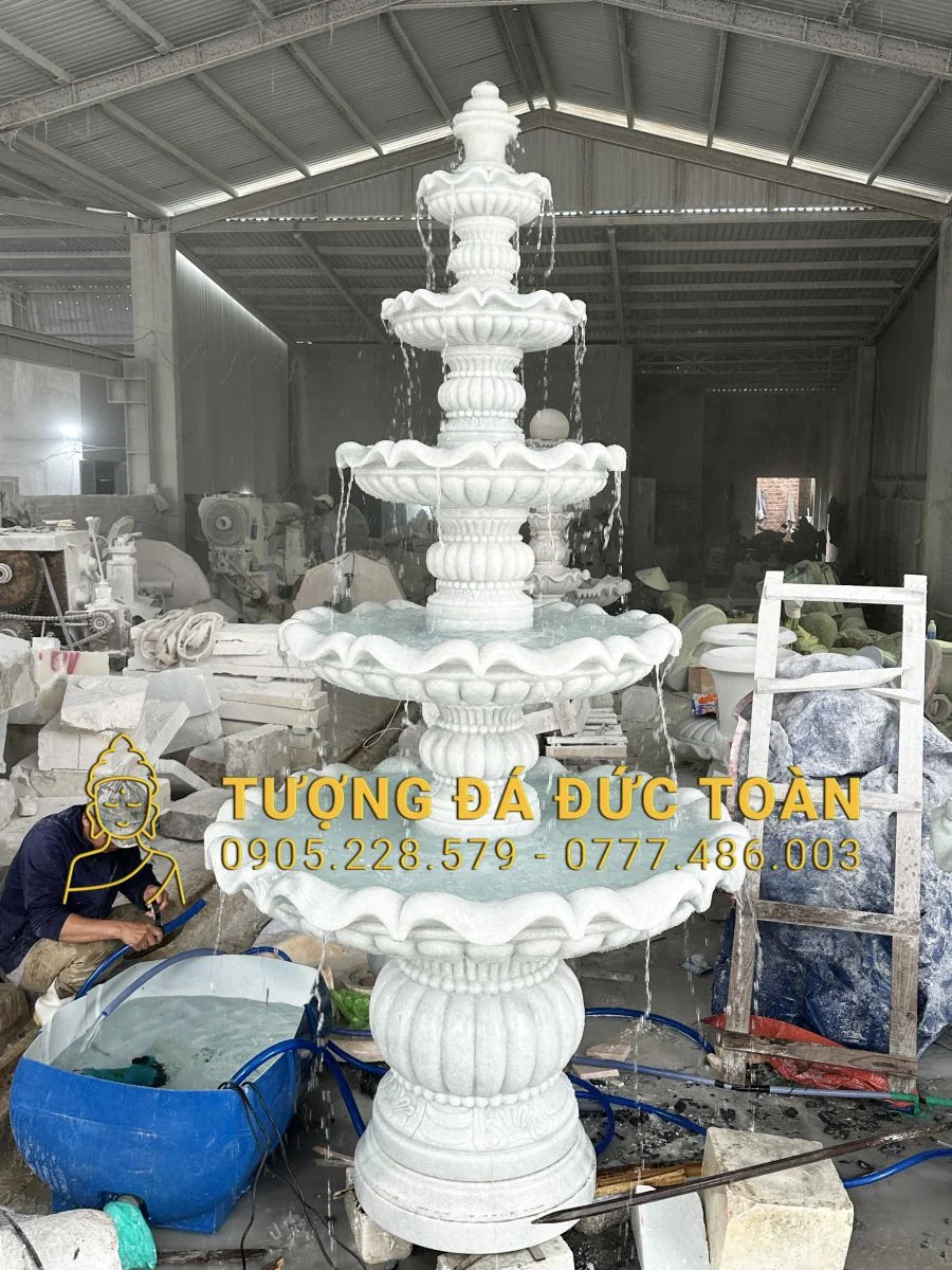 ĐÀI PHUN NƯỚC 5 TẦNG BẰNG ĐÁ NGUYÊN KHỐI TỰ NHIÊN
