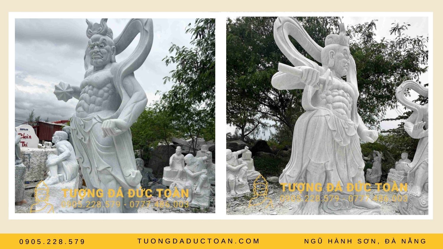 Tượng Kim Cang Hộ Pháp Đá Cẩm Thạch Cao 3M