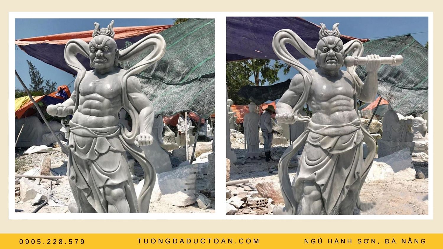 Tượng Kim Cang Hộ Pháp bằng đá xám đẹp