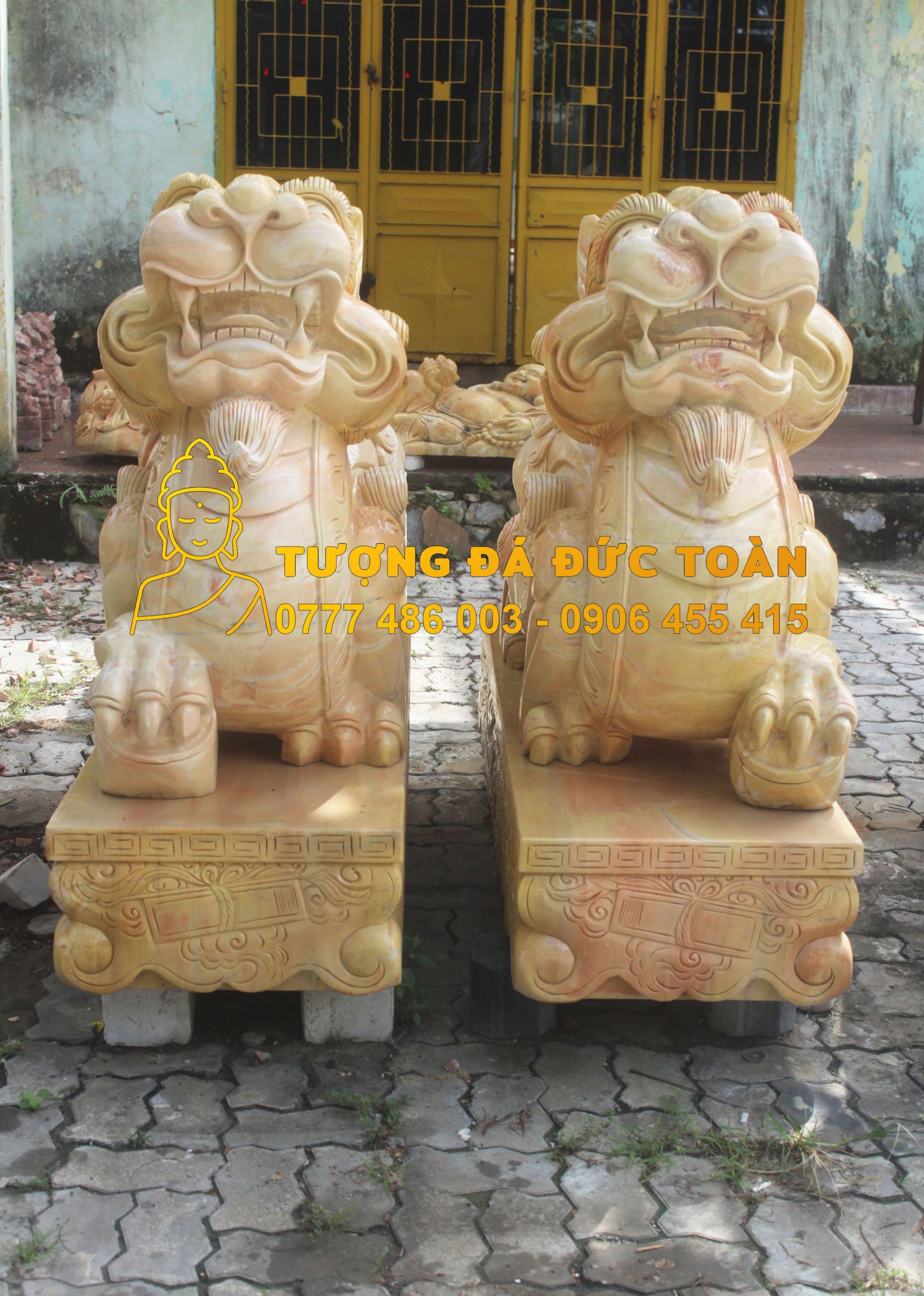 Bán Tượng Tỳ Hưu đá cẩm thạch vàng