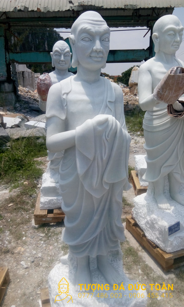 Tượng Thập Đại Đệ Tử Đá Cẩm Thạch Trắng Nguyên Khối