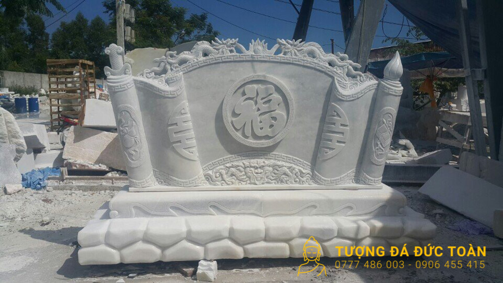 Cuốn Thư Đá Cẩm Thạch Trắng Nguyên Khối