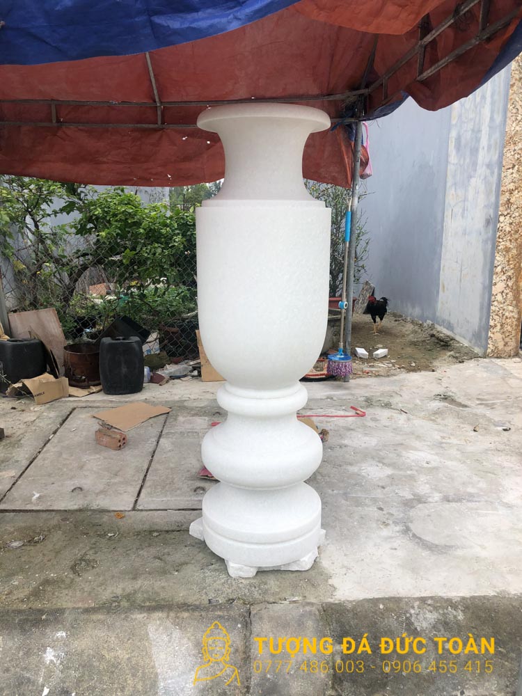Lục Bình Đá Nguyên Khối Màu Trắng Đẹp