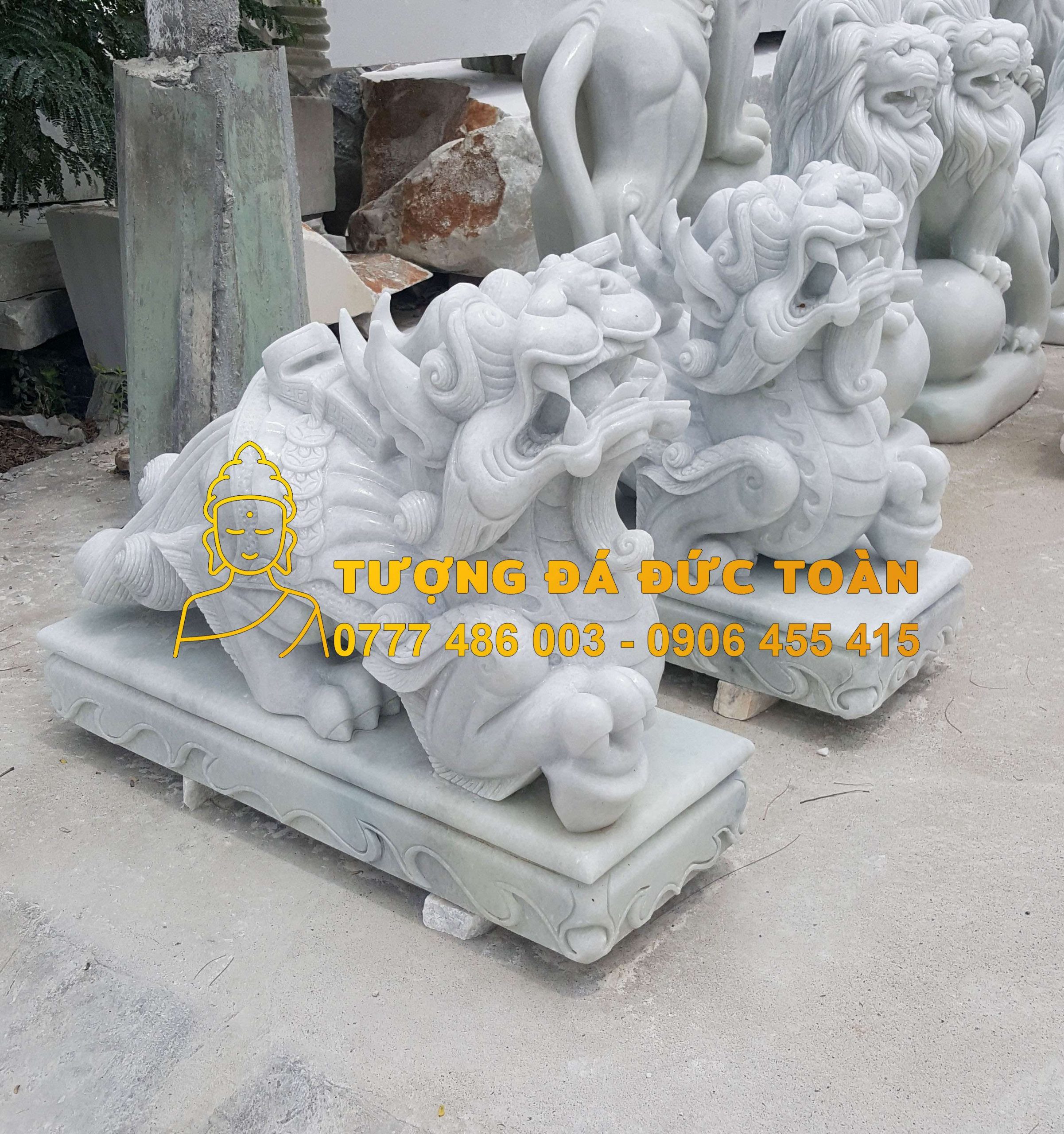 Bán Tượng Tỳ Hưu đá cẩm thạch trắng tự nhiên