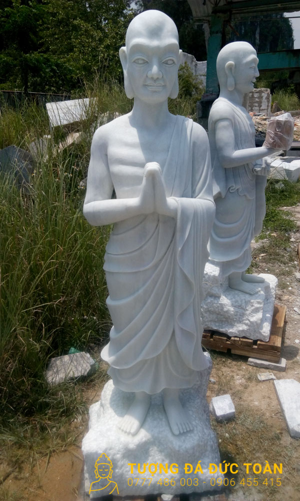 Tượng Thập Đại Đệ Tử Đá Cẩm Thạch Nguyên Khối Màu Trắng Đà Nẵng