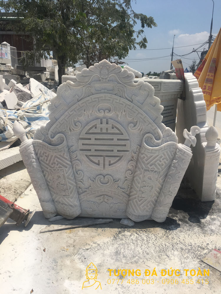 Cuốn Thư Đá Mỹ Nghệ Màu Trắng Nguyên Khối