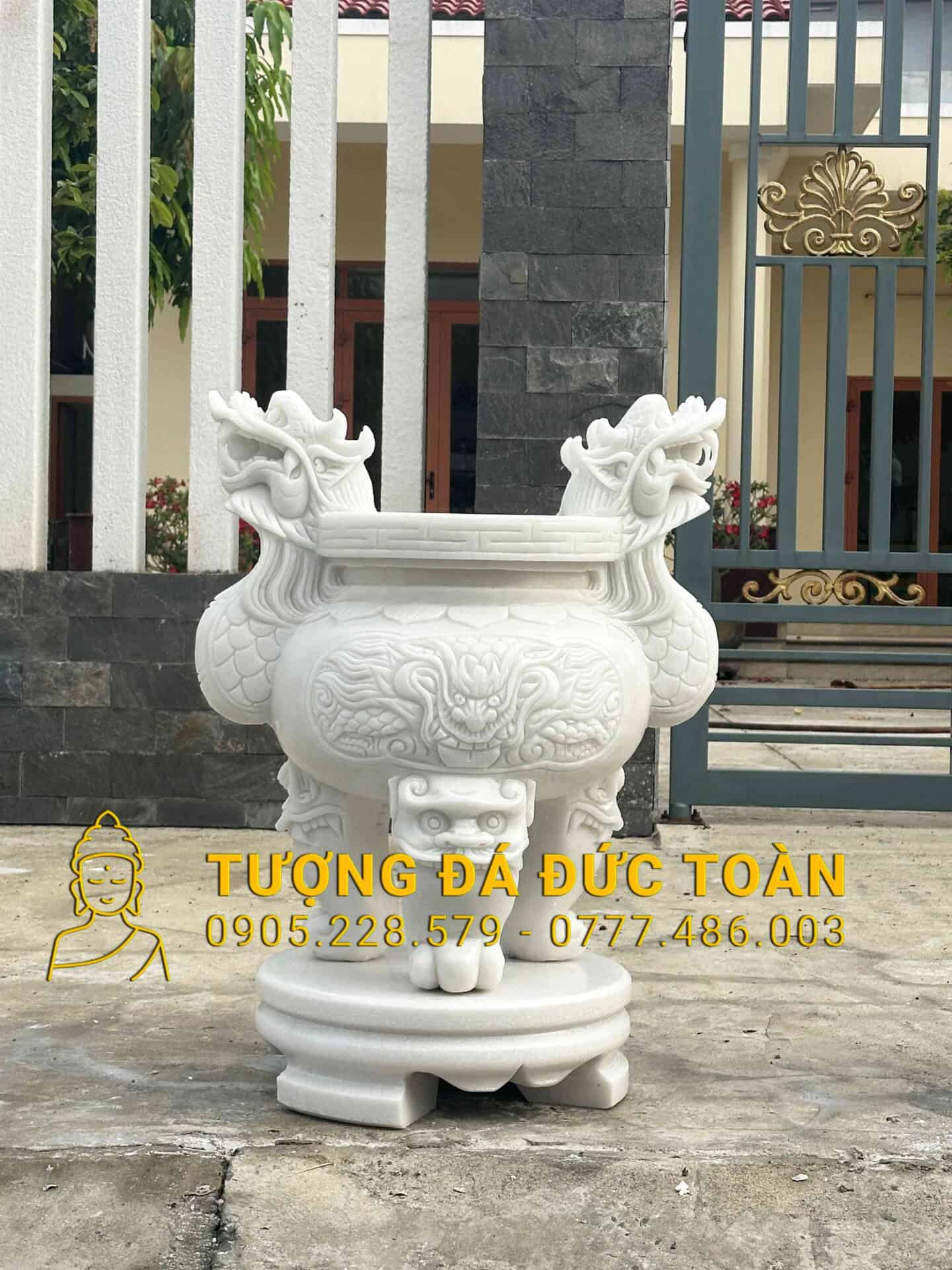 LƯ HƯƠNG RỒNG ĐÁ CẨM THẠCH TRẮNG NGUYÊN KHỐI LH_11