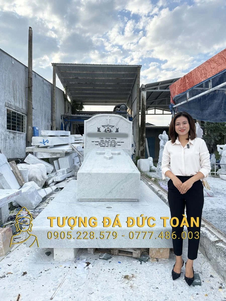 MỘ CÔNG GIÁO ĐÁ CẨM THẠCH TRẮNG NGUYÊN KHỐI LMD_28