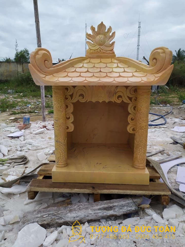 Khóm Thờ Đá Cẩm Thạch Vàng Nguyên Khối