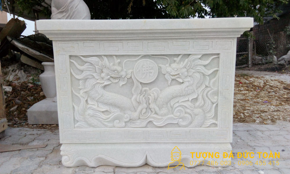 Bàn Lễ Đá Nguyên Khối Màu Trắng Mỹ Nghệ