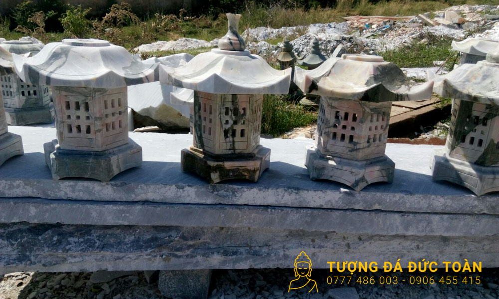 Đèn Đá Cẩm Thạch Trắng Nguyên Khối Mỹ Nghệ