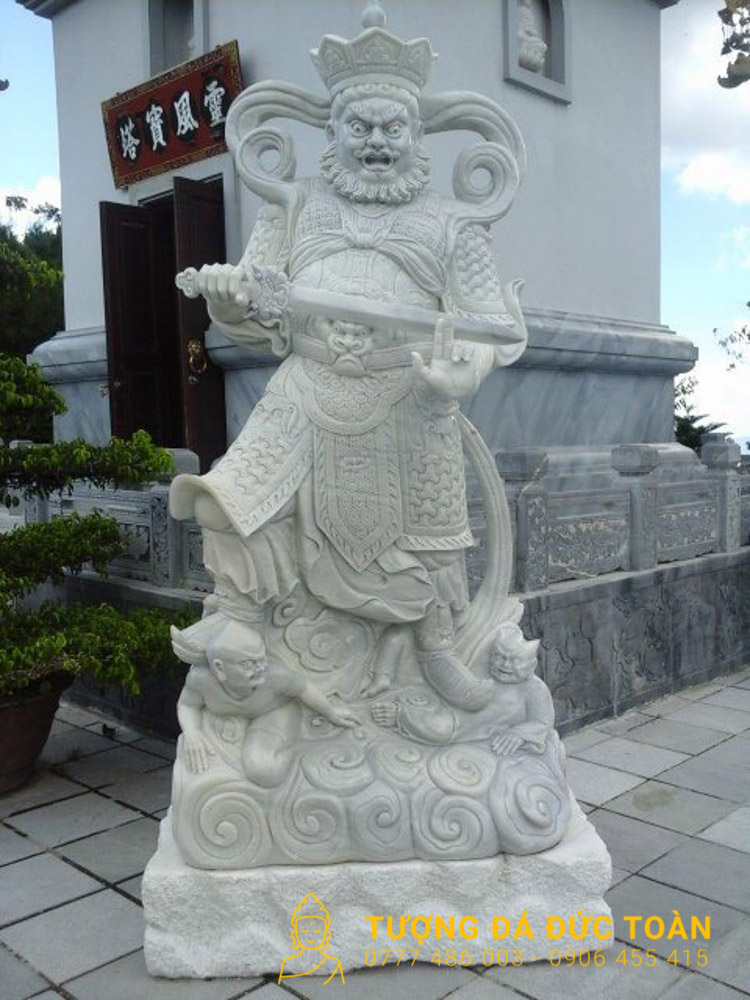 Tượng Tứ Đại Thiên Vương Bằng Đá Cẩm Thạch Màu Trắng