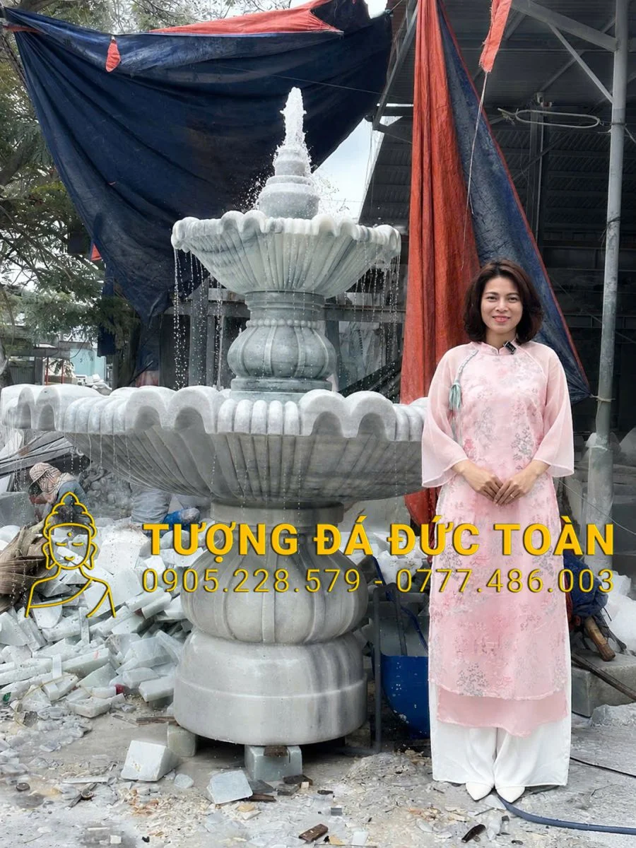 MẪU ĐÀI PHUN NƯỚC LỚN 3 TẦNG BẰNG ĐÁ NGUYÊN KHỐI