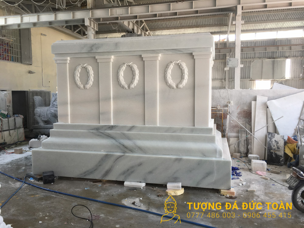 Lăng Mộ Đá Cẩm Thạch Màu Trắng Nguyên Khối