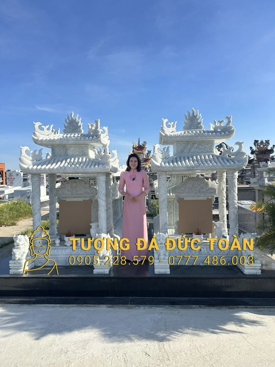 Thi Công Lăng Mộ Bằng Đá Cẩm Thạch Trắng Nguyên Khối