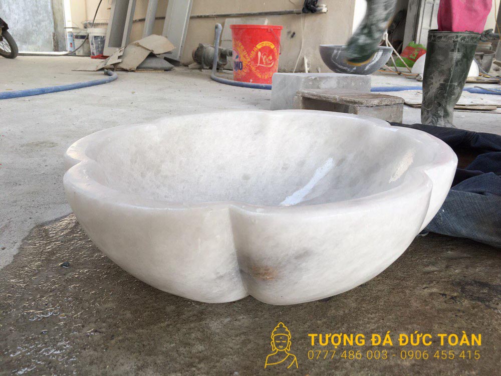 Lavabo Đá Tự Nhiên Đẹp Hình Hoa Nguyên Khối