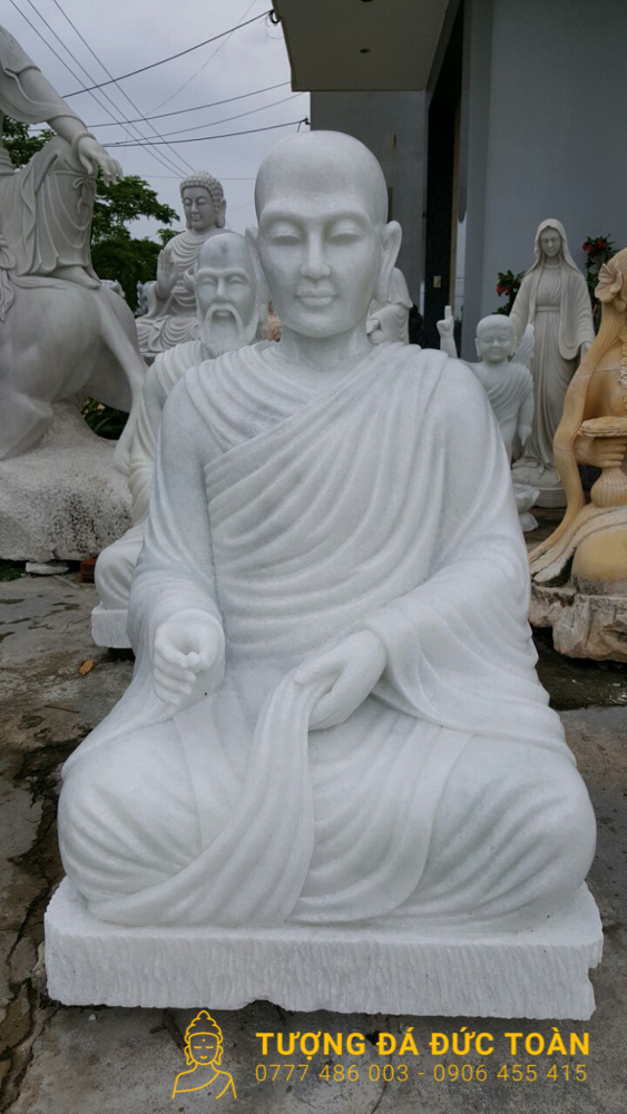 Tượng Thập Đại Đệ Tử Đá Nguyên Khối Màu Trắng Đẹp