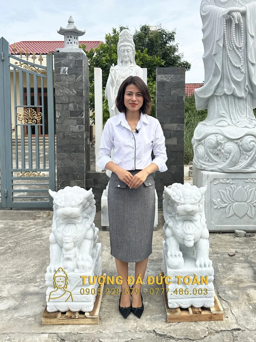 TƯỢNG KỲ LÂN ĐÁ TRẮNG CAO 1M