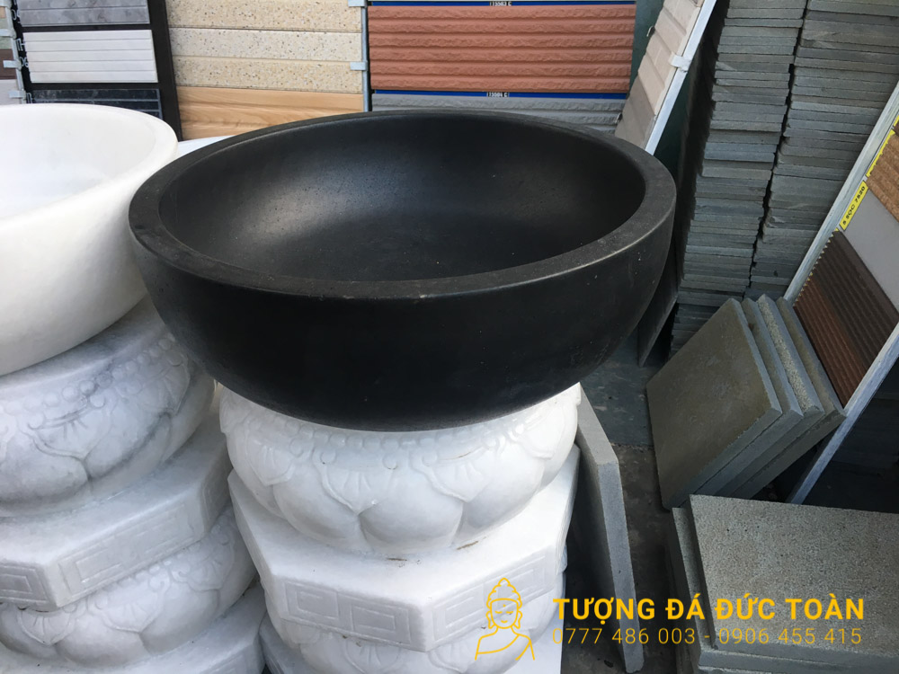 Lavabo Đá Tự Nhiên Đẹp Nguyên Khối Màu Đen