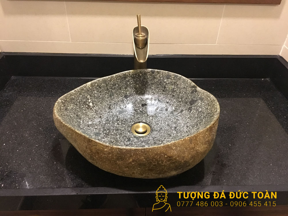 Lavabo Đá Tự Nhiên Hoa Văn Nâu Nguyên Khối