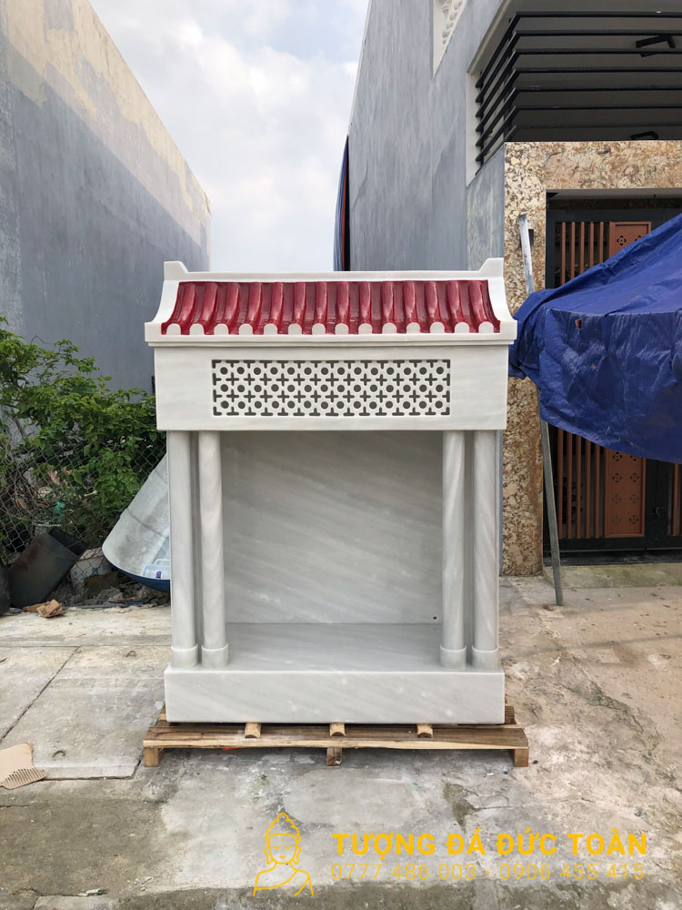 Khóm Thờ Đá Cẩm Thạch Mái Đỏ Nguyên Khối