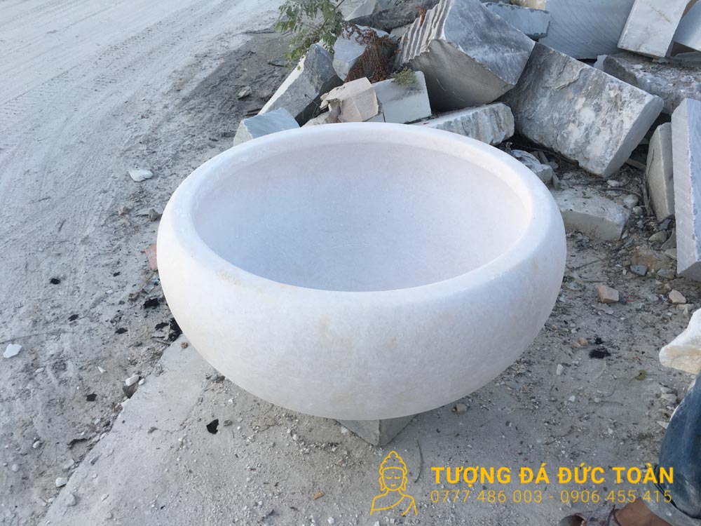 Chậu Hoa Đá Tự Nhiên Màu Trắng Mỹ Nghệ Đà Nẵng