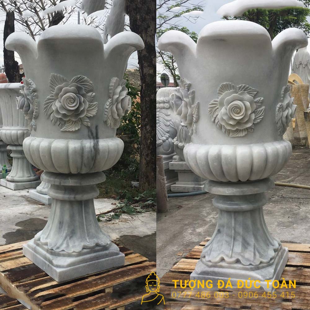Chậu Hoa Đá Tự Nhiên Chạm Khắc Hoa Mỹ Nghệ Đà Nẵng