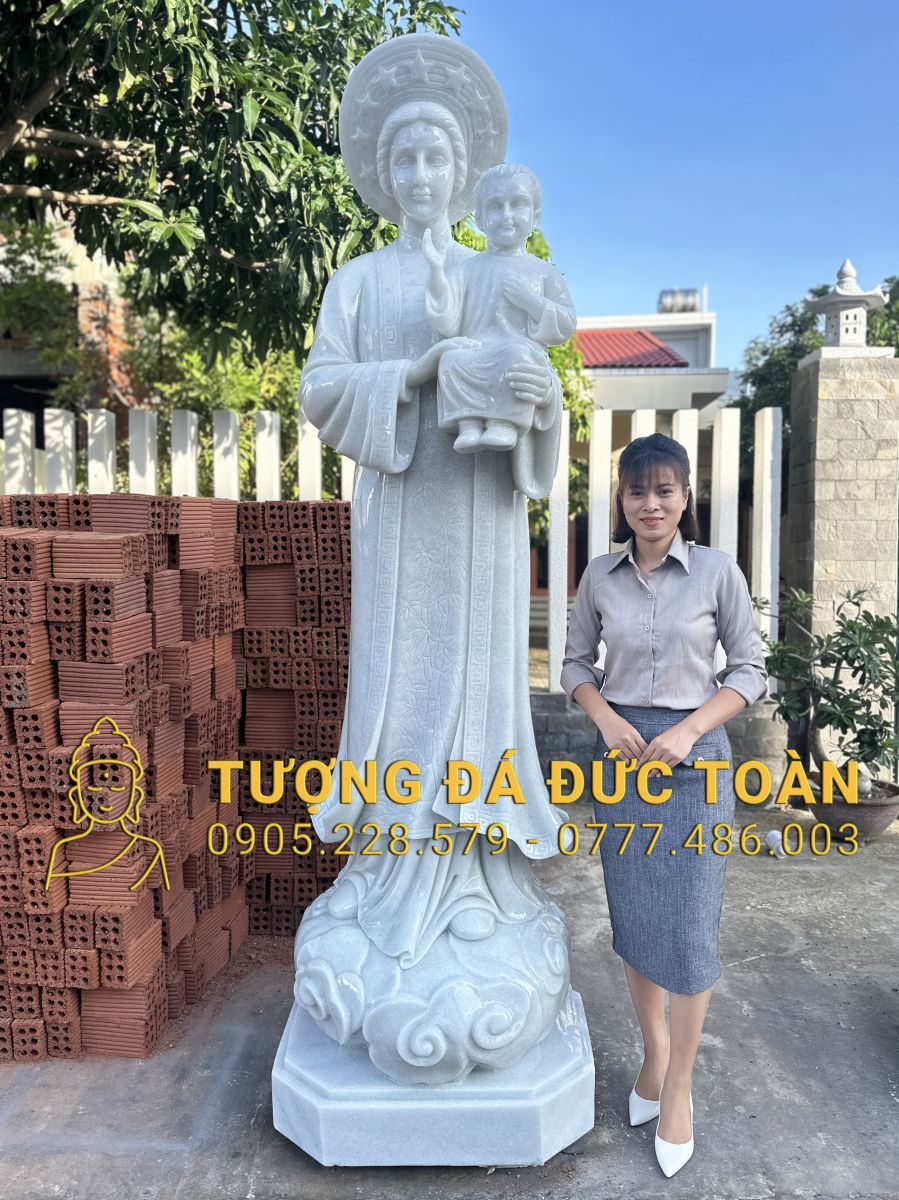 TƯỢNG ĐỨC MẸ LA VANG BỒNG CHÚA BẰNG ĐÁ CAO 2,5M DM_17