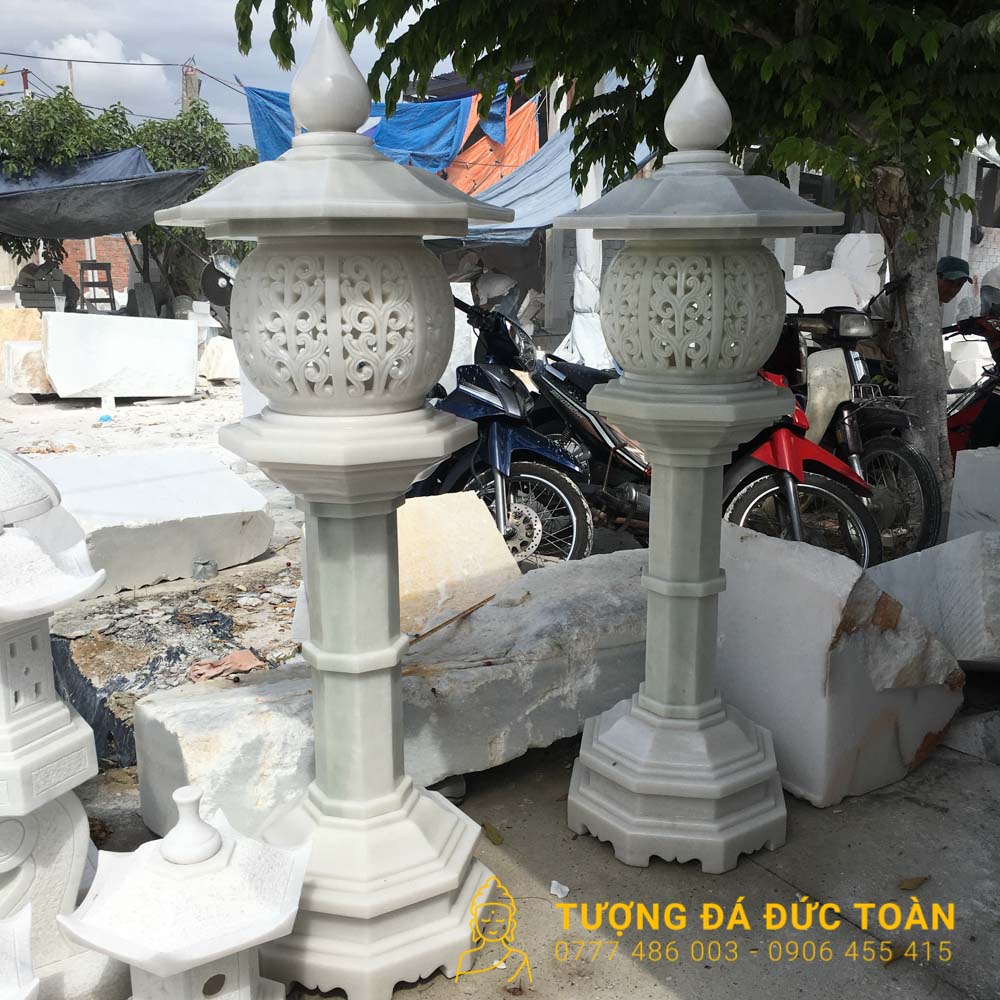 Đèn Đá Cẩm Thạch Xám Nguyên Khối Mỹ Nghệ
