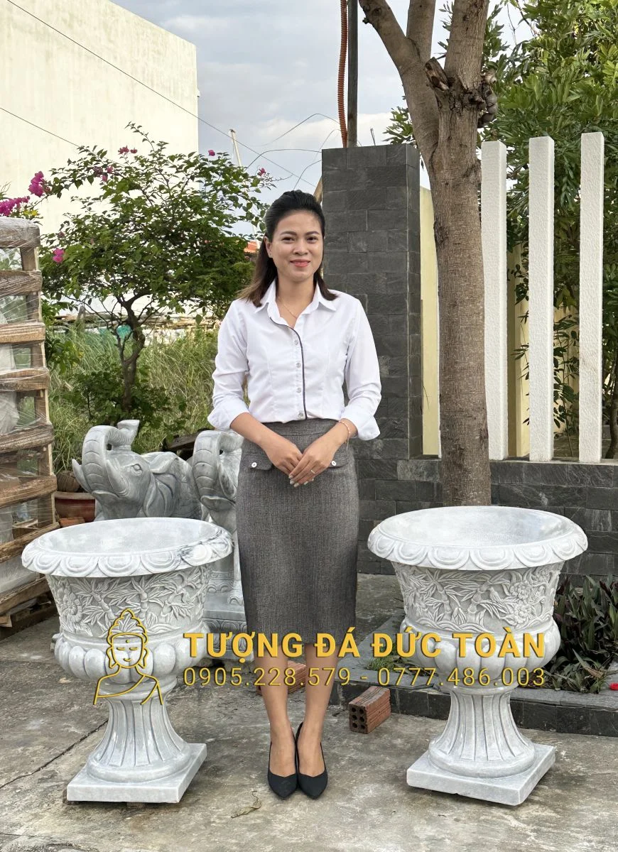 Chậu Hoa Đá Tự Nhiên Mỹ Nghệ Đà Nẵng Cao 80cm