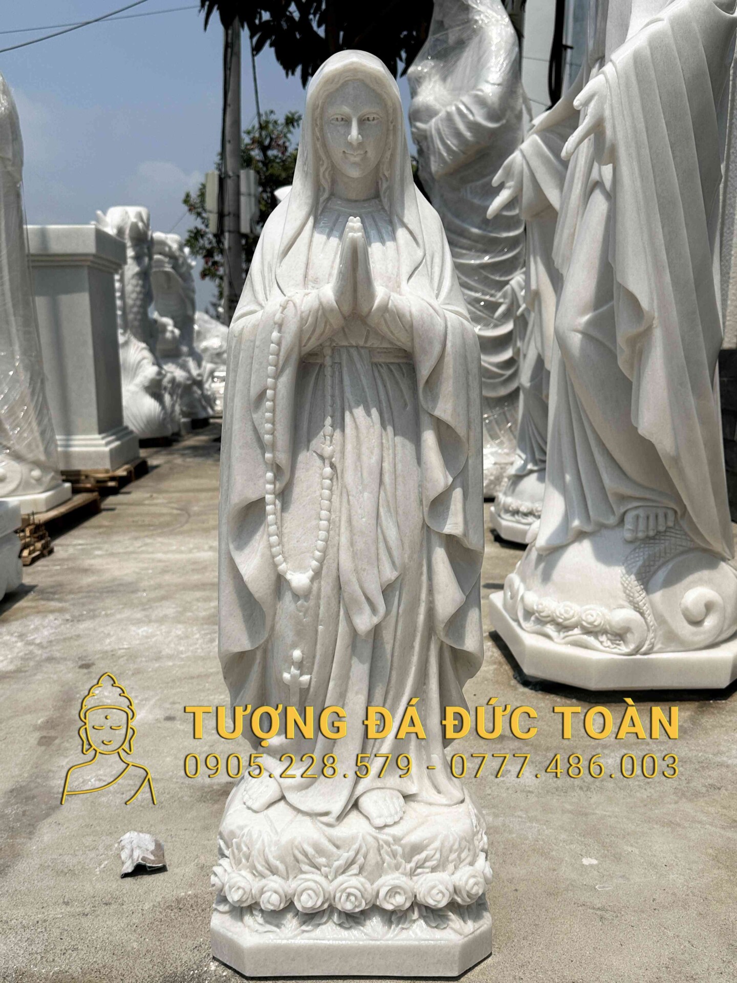 TƯỢNG ĐỨC MẸ LỘ ĐỨC BẰNG ĐÁ TRẮNG CAO 1,2M DM_12