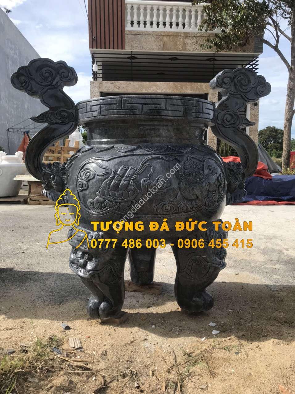 Lư Hương Đá Đen Đẹp Nguyên Khối