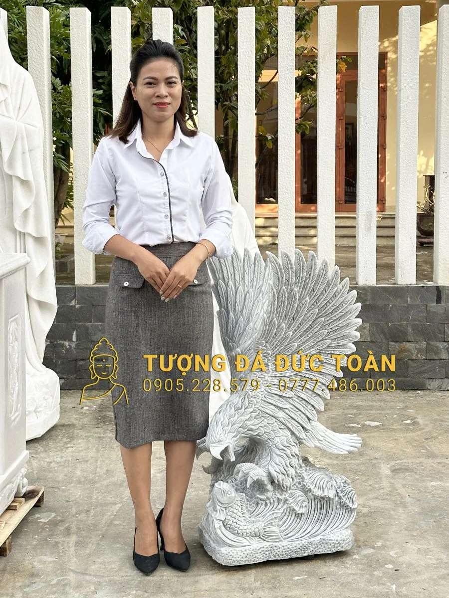TƯỢNG ĐẠI BÀNG ĐÁ CẨM THẠCH XÁM NGUYÊN KHỐI CAO 1M