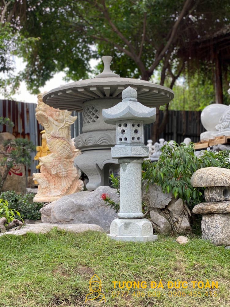 Đèn Đá Cẩm Thạch Xám Mỹ Nghệ Sân Vườn