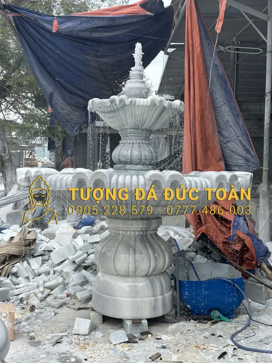 MẪU ĐÀI PHUN NƯỚC LỚN 3 TẦNG BẰNG ĐÁ NGUYÊN KHỐI