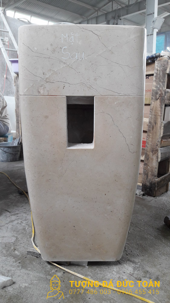 Lavabo Đá Tự Nhiên Đứng Nguyên Khối Màu Trắng