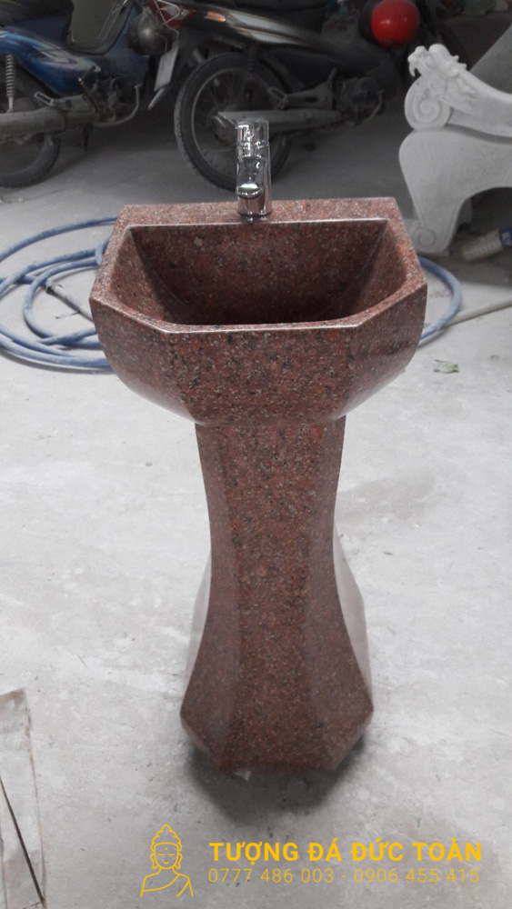 Lavabo Đá Tự Nhiên Đứng Màu Đỏ Mỹ Nghệ